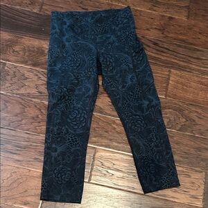 Lululemon Floral Patterned Black and Navy Leggings